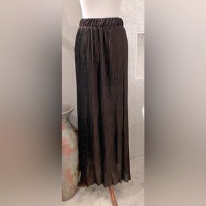Guinex - Italy - Brown/Metallic Copper Micro-Pleated Full-Length Skirt est S